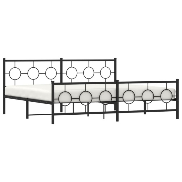 Estrutura de cama com cabeceira e pés 200x200 cm metal preto M 4