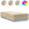 Estructura cama con luces LED madera roble Sonoma 90x190 cm 2