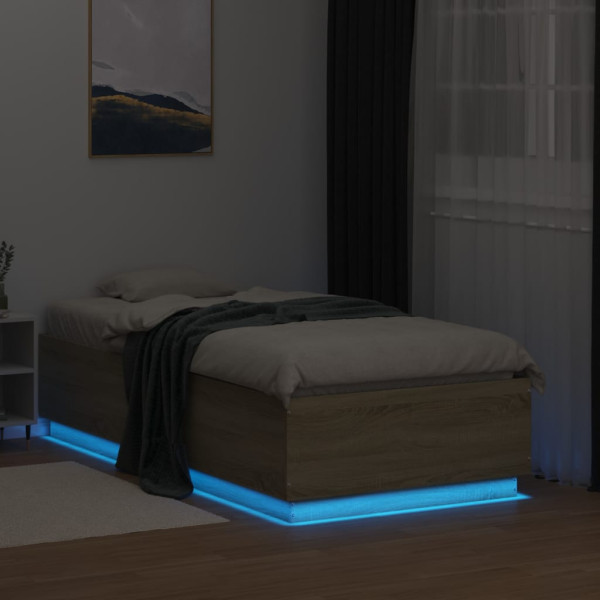 Estructura cama con luces LED madera roble Sonoma 90x190 cm M 4