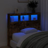 Cabecero de cama con luz LED roble ahumado 100x17x102 cm 4