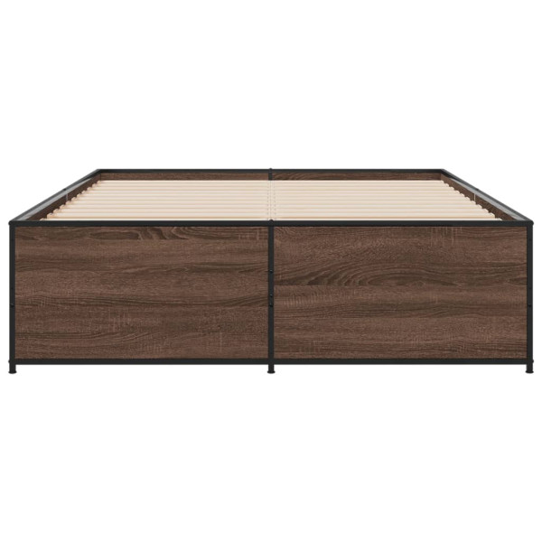 Estructura cama madera ingeniería metal marrón roble 120x190 cm M 4