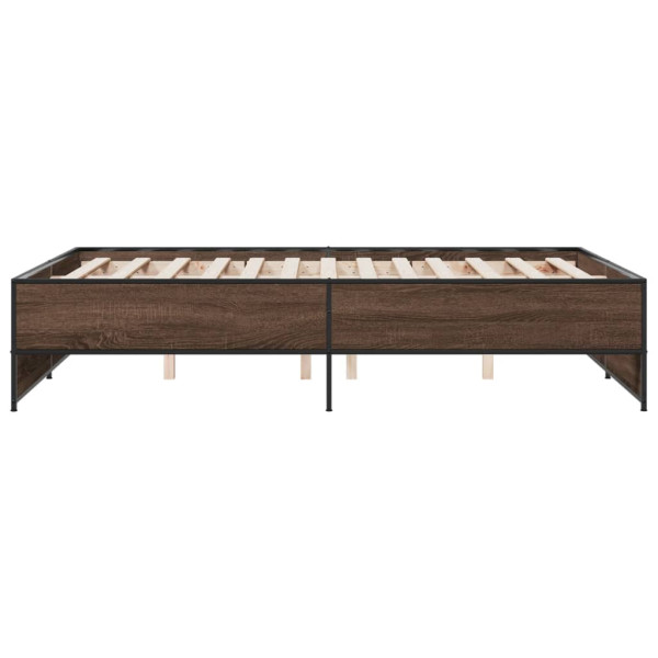 Estructura cama madera ingeniería metal marrón roble 120x190 cm M 5