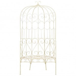 Banco de jardim 95 cm ferro antigo branco H