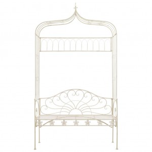 Banco de jardín 122 cm hierro color blanco antiguo H