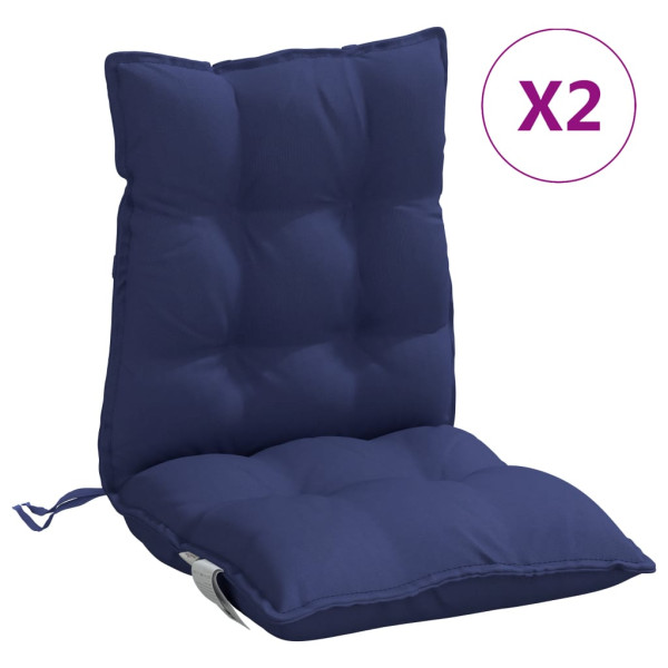 Cojines de silla de respaldo bajo 2 uds tela azul marino M 2