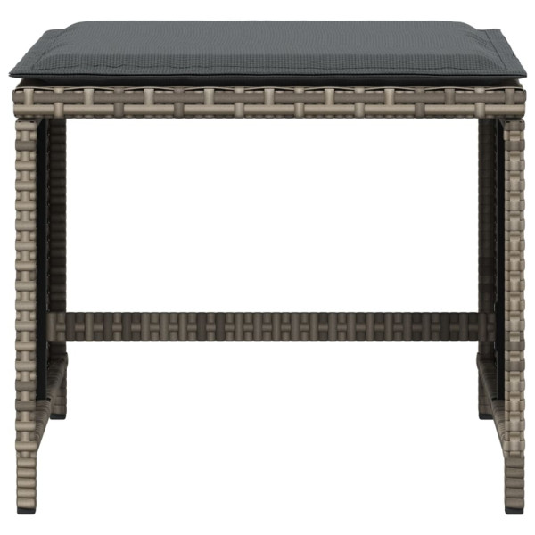 Bancos jardim com almofadões 4 pcs 40x40x35 cm vime PE cinzento M 5