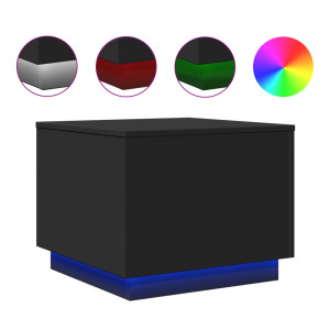 Mesa de centro com luzes LED 50x50x40 cm preto H