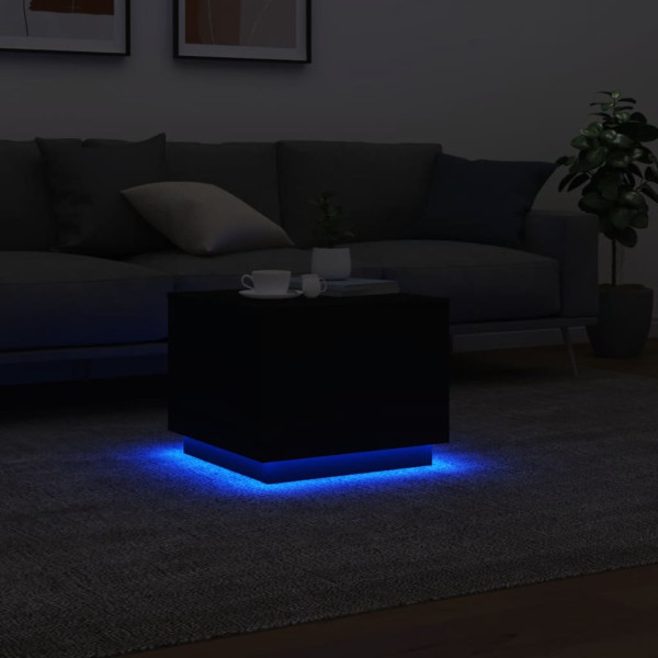 Mesa de centro con luces LED negro 50x50x40 cm M 5