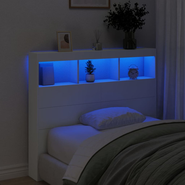 Cabecero de cama con LED blanco 120x17x102 cm M 4