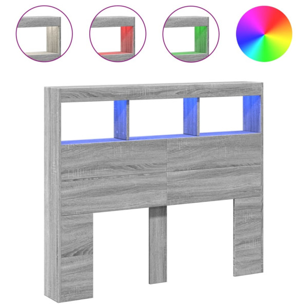 Cabecero de cama con luz LED gris Sonoma 100x17x102 cm M 2