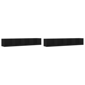 Muebles de pared 2 uds madera de ingeniería negro 99x18x16.5 cm H