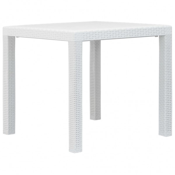 Mesa de jardín de plástico aspecto ratán blanco 79x79x72 cm D