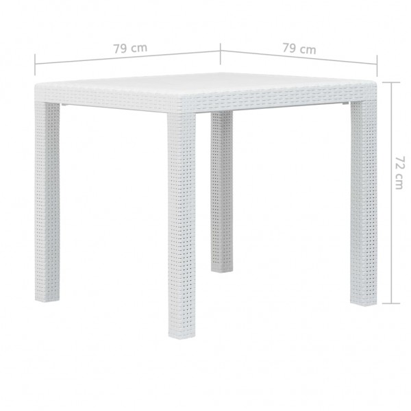 Mesa de jardim 79x79x72 cm plástico branco com aspeto de vime M 5