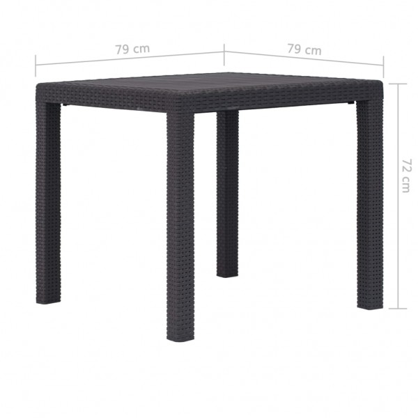 Mesa de jardim 79x79x72 cm plástico castanho com aspeto de vime M 5