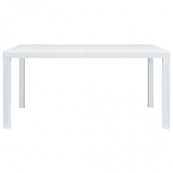 Mesa de jardín plástico aspecto de ratán blanco 150x90x72 cm M 3