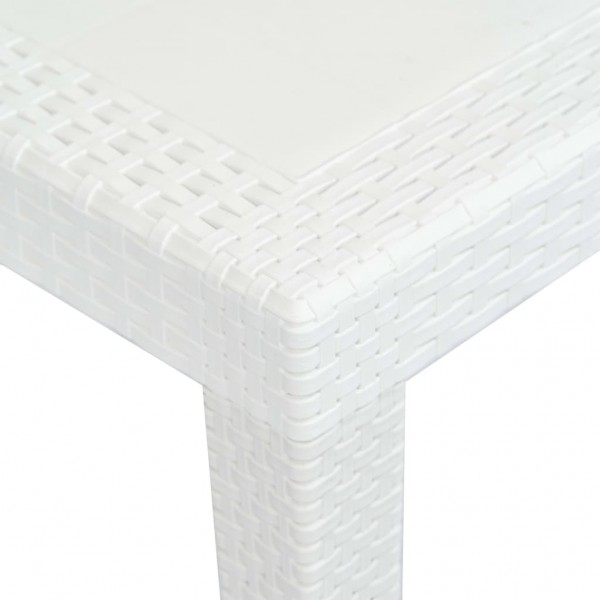 Mesa de jardim 150x90x72 cm plástico branco com aspeto de vime M 4