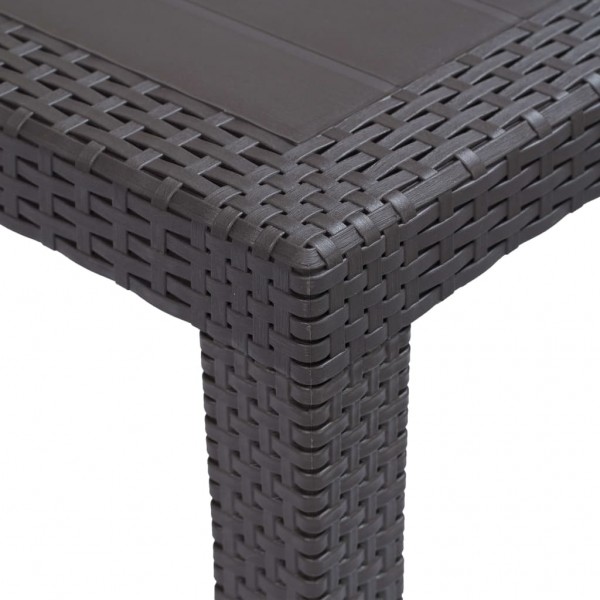 Mesa de jardim 150x90x72 cm plástico castanho c/ aspeto de vime M 4
