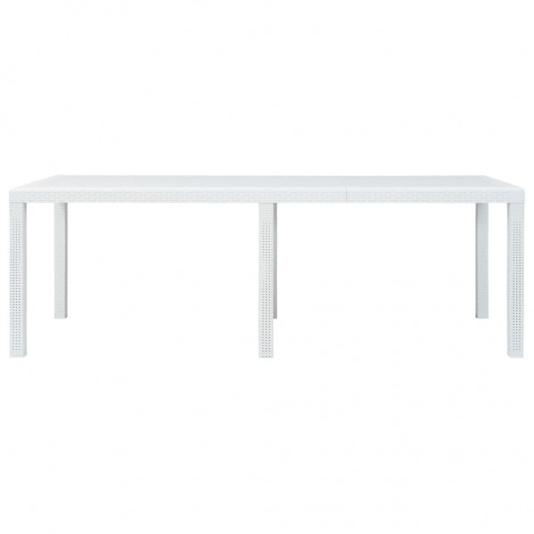 Mesa de jardín plástico aspecto de ratán blanco 220x90x72 cm M 3
