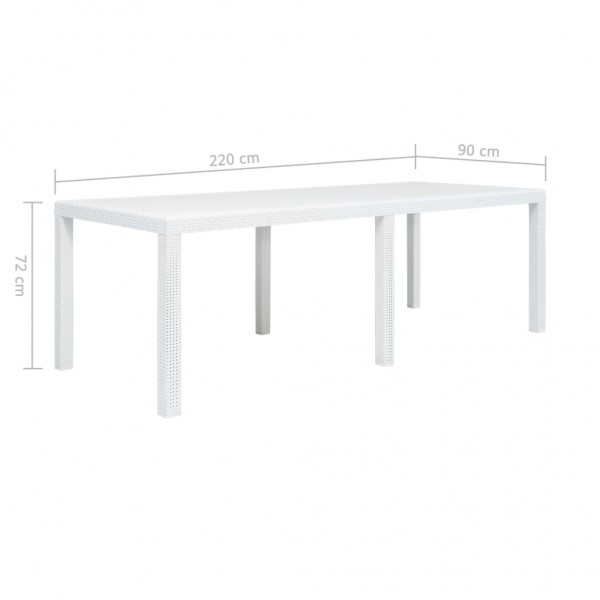 Mesa de jardim 220x90x72 cm plástico branco com aspeto de vime M 5