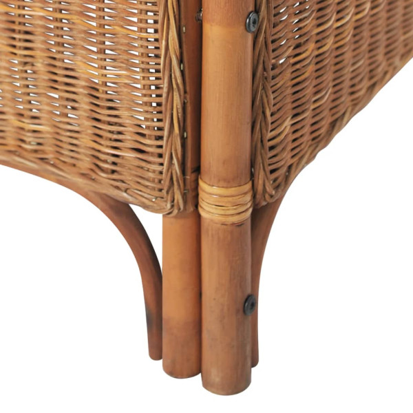 Sofá de 2 lugares vime genuíno e linho castanho-claro M 4