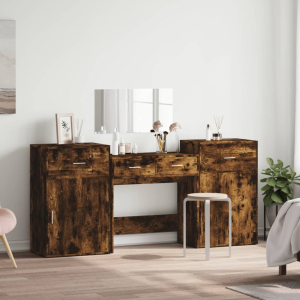 Juego de tocador de 4 piezas madera de ingeniería roble ahumado M 3