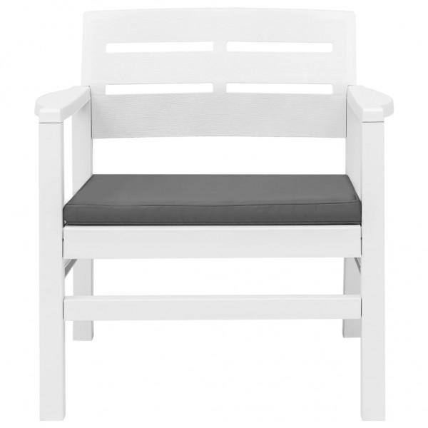 Conjunto lounge para jardim 3 pcs plástico branco M 3