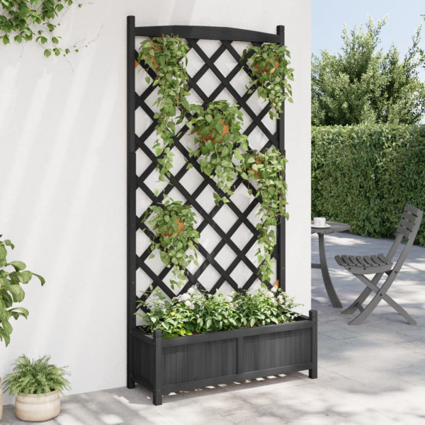 Jardinera con enrejado madera maciza de abeto negro M 3