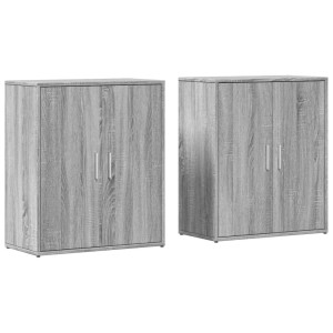 Aparador de madera de ingeniería 2 uds gris Sonoma 60x31x70 cm H