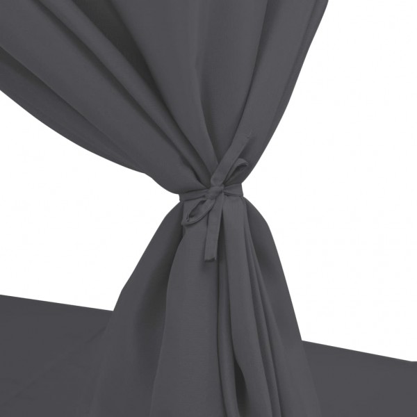 Espreguiçadeira de exterior com cortinas em vime PE cinzento M 5