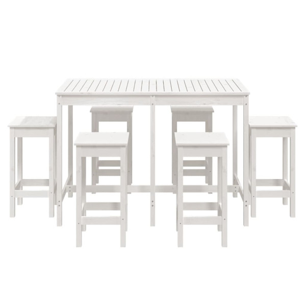 7 pcs conjunto de bar para jardim pinho maciço branco M 4
