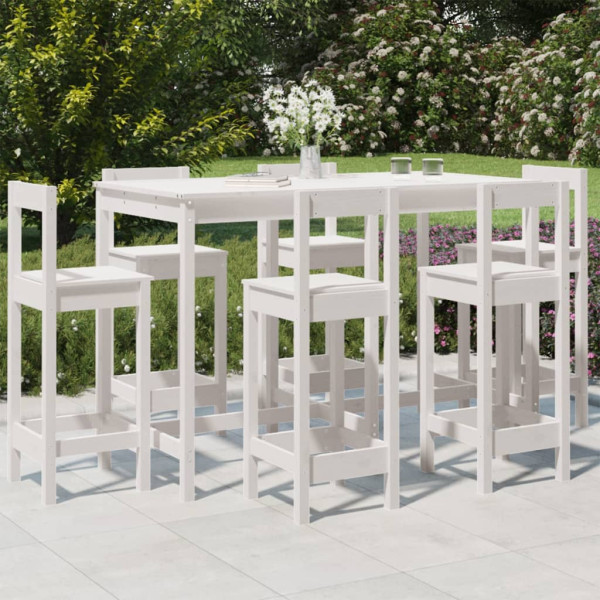 7 pcs conjunto de bar para jardim pinho maciço branco D