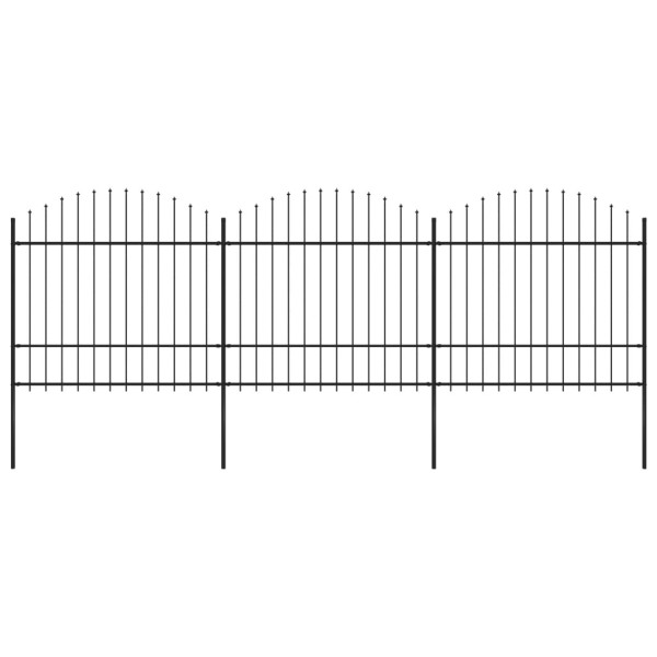 Valla de jardín con puntas de lanza acero negro (1.5-1.75)x5.1m D