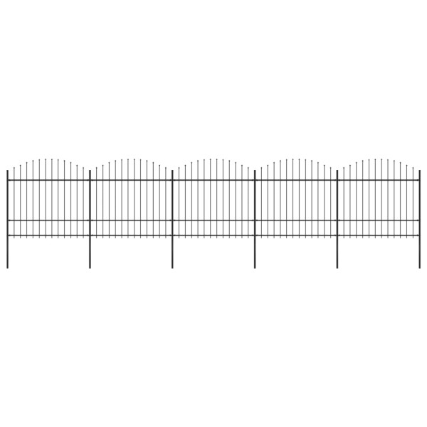 Valla de jardín con puntas de lanza acero negro (1.5-1.75)x8.5m D