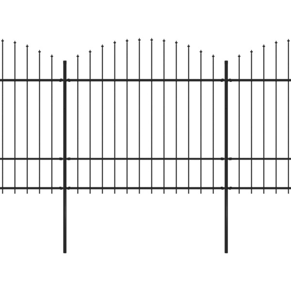 Valla de jardín con puntas de lanza acero negro (1.5-1.75)x8.5m M 2