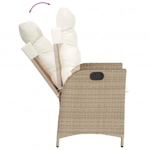 9 pcs conjunto de jantar p/ jardim com almofadões vime PE bege H