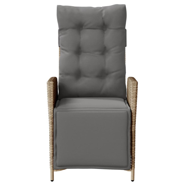 Sillón reclinable de jardín con reposapiés ratán PE beige mixto M 4