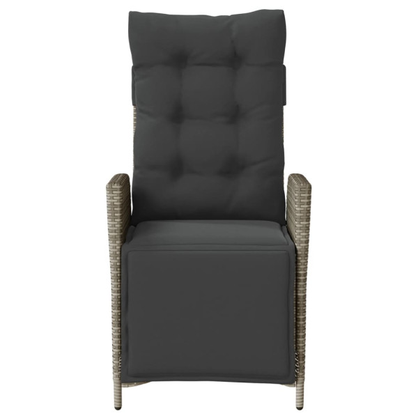 Cadeiras jardim reclináveis 2 pcs c/ apoio de pés vime PE cinza M 5