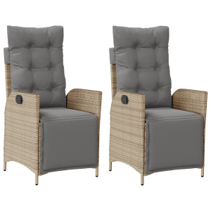 Cadeiras jardim reclináveis 2 pcs c/ apoio de pés bege mistura H