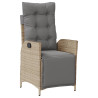 Sillón reclinable jardín reposapiés 2 uds ratán PE beige mezcla 4