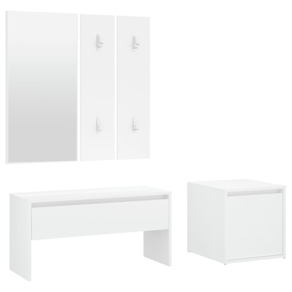 Juego de muebles de recibidor madera contrachapada blanco M 2