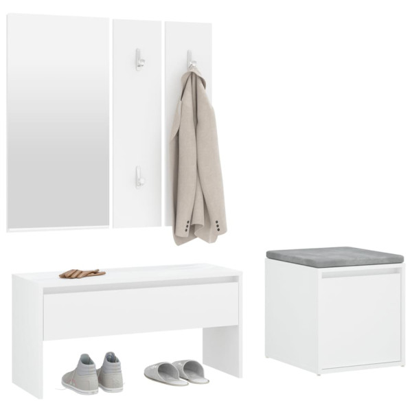Juego de muebles de recibidor madera contrachapada blanco M 4
