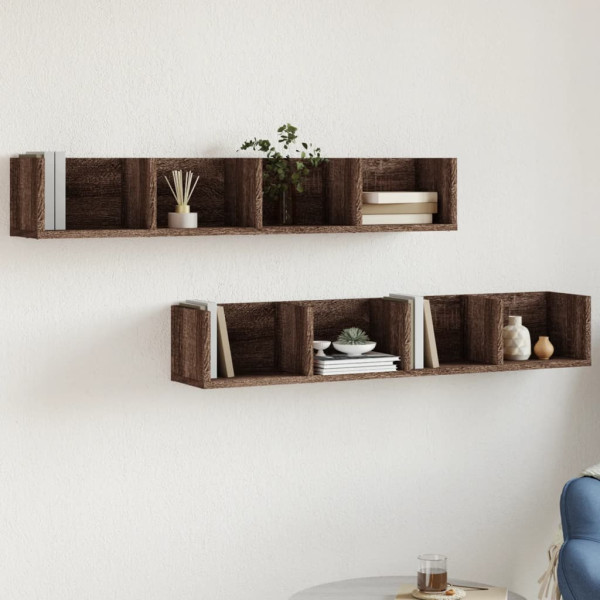 Muebles de pared 2 uds madera marrón roble 99x18x16.5 cm D