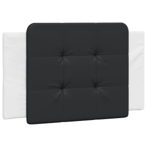 Almofadão de cabeceira 80 cm couro artificial preto e branco H
