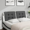 Cabecero de cama acolchado cuero sintético negro blanco 120 cm 1