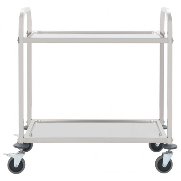 Carrito de cocina de 2 alturas acero inoxidable 96.5x55x90 cm M 2