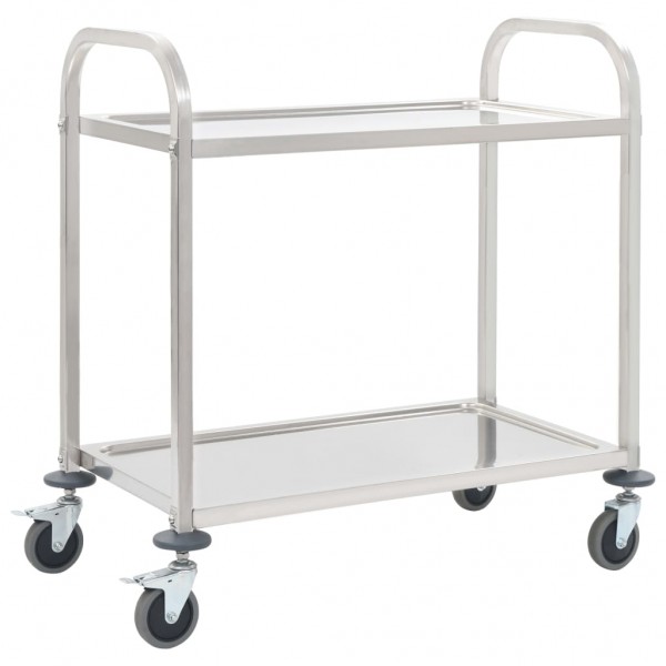 Carrito de cocina de 2 alturas acero inoxidable 95x45x83.5 cm D