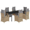 Set comedor de jardín 7 pzas con cojines ratán sintético beige 2