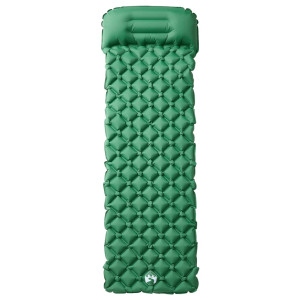 Colchón inflable de camping con almohada integrada verde H