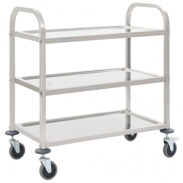 Carrito de cocina de 3 alturas 95x45x83.5 cm acero inoxidable D
