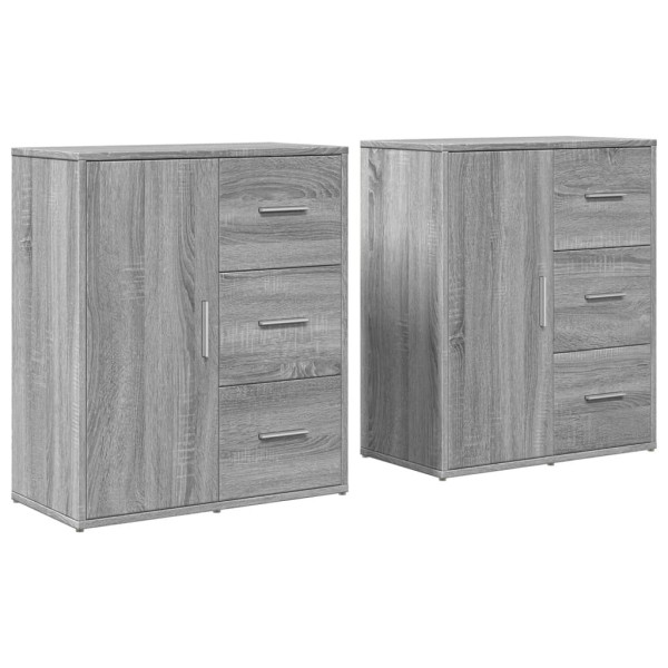 Aparador de madera de ingeniería 2 uds gris Sonoma 60x31x70 cm M 2